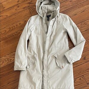 American Eagle Outfitters Light Tan Hooded Trench Coat